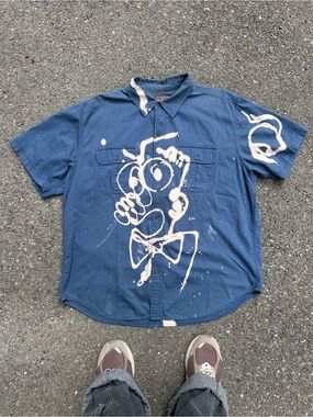 Custom Bleach Art Design Button up shirt